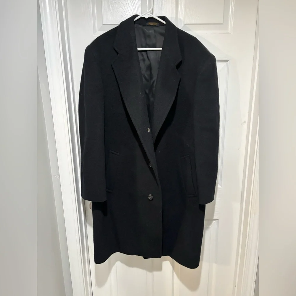 DANIEL HECHTER Men's Cashmere Blend Black Overcoat 50R